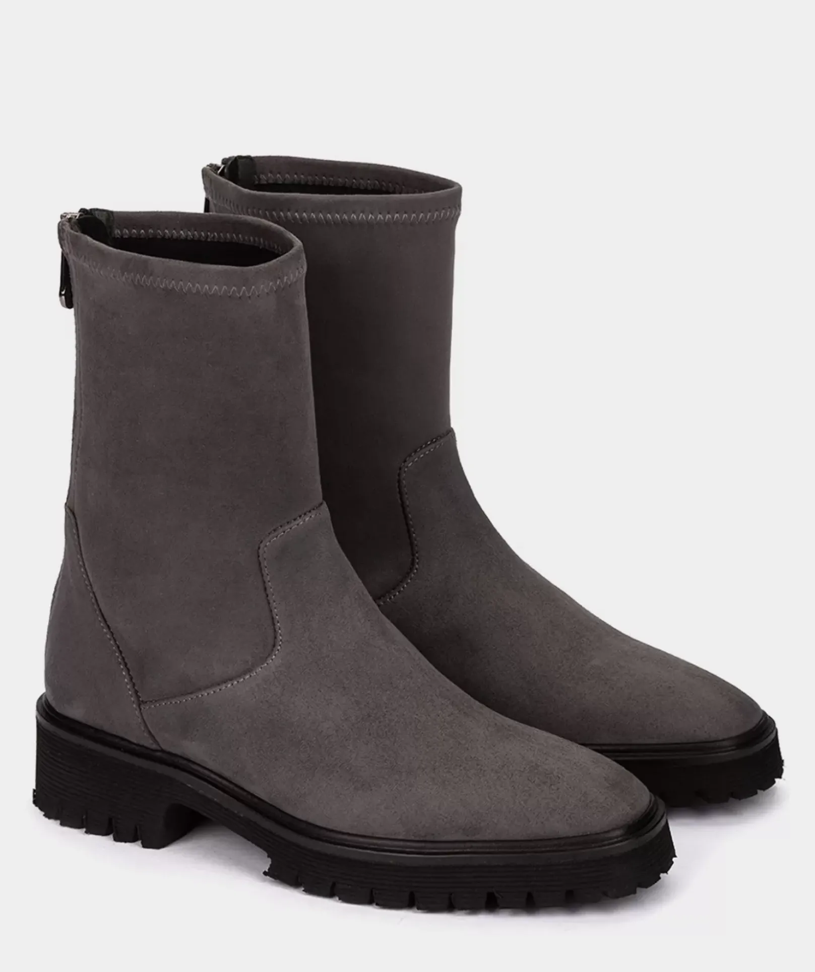 Chaussure Pedro Miralles Bottines Grises En Tissu Extensible Avec Fermeture A Glissiere A L'Arriere Ante Strech Asfalto