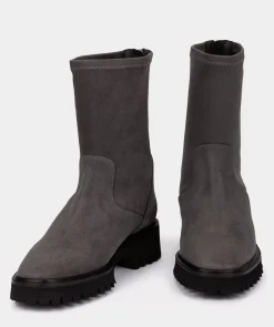 Chaussure Pedro Miralles Bottines Grises En Tissu Extensible Avec Fermeture A Glissiere A L'Arriere Ante Strech Asfalto