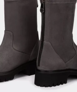 Chaussure Pedro Miralles Bottines Grises En Tissu Extensible Avec Fermeture A Glissiere A L'Arriere Ante Strech Asfalto