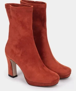 Chaussure Pedro Miralles Bottines Mi-Mollet En Tissu Effet Suede Ante Strech Siena
