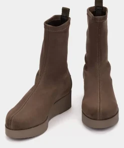 Chaussure Pedro Miralles Bottines Style Chaussette En Tissu Elastique Vert Fonce Ante Strech Kaki