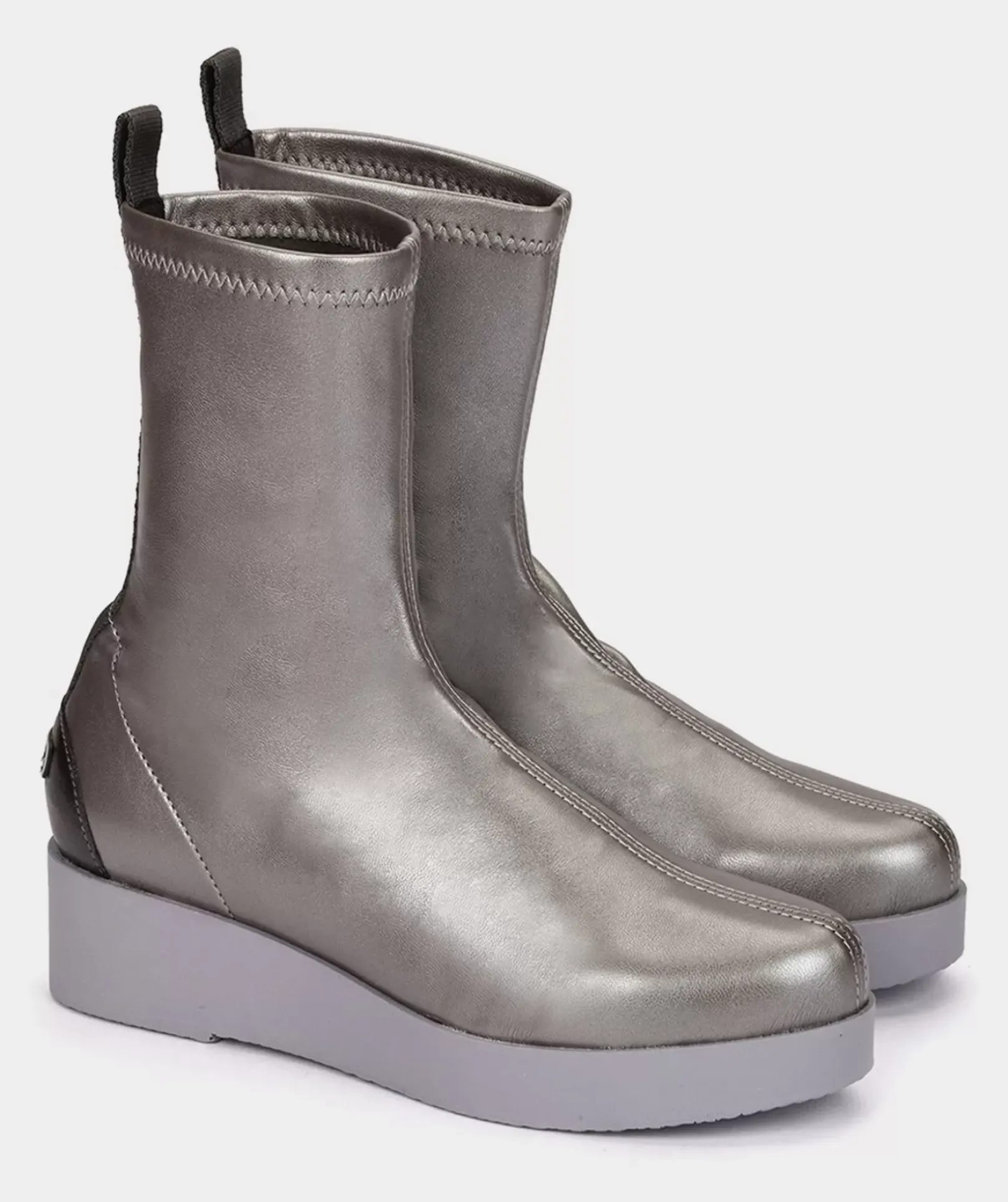 Chaussure Pedro Miralles Bottines Style Chaussettes En Tissu Taupe Supreme Strech Plomo