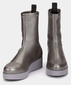 Chaussure Pedro Miralles Bottines Style Chaussettes En Tissu Taupe Supreme Strech Plomo