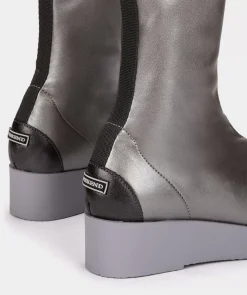 Chaussure Pedro Miralles Bottines Style Chaussettes En Tissu Taupe Supreme Strech Plomo