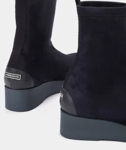 Chaussure Pedro Miralles Bottines Style Chaussette En Tissu Elastique Bleu Marine Ante Strech Marino
