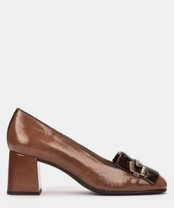 Chaussure Pedro Miralles Chaussures A Talon Haut En Cuir Verni De Couleur Marron Venice Polisandro