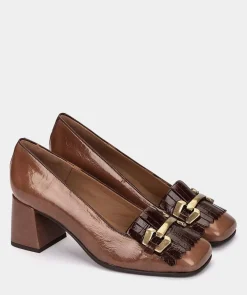 Chaussure Pedro Miralles Chaussures A Talon Haut En Cuir Verni De Couleur Marron Venice Polisandro