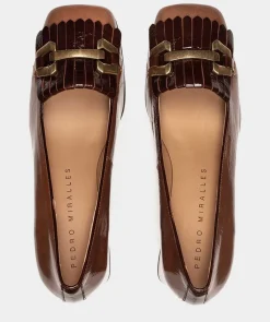 Chaussure Pedro Miralles Chaussures A Talon Haut En Cuir Verni De Couleur Marron Venice Polisandro