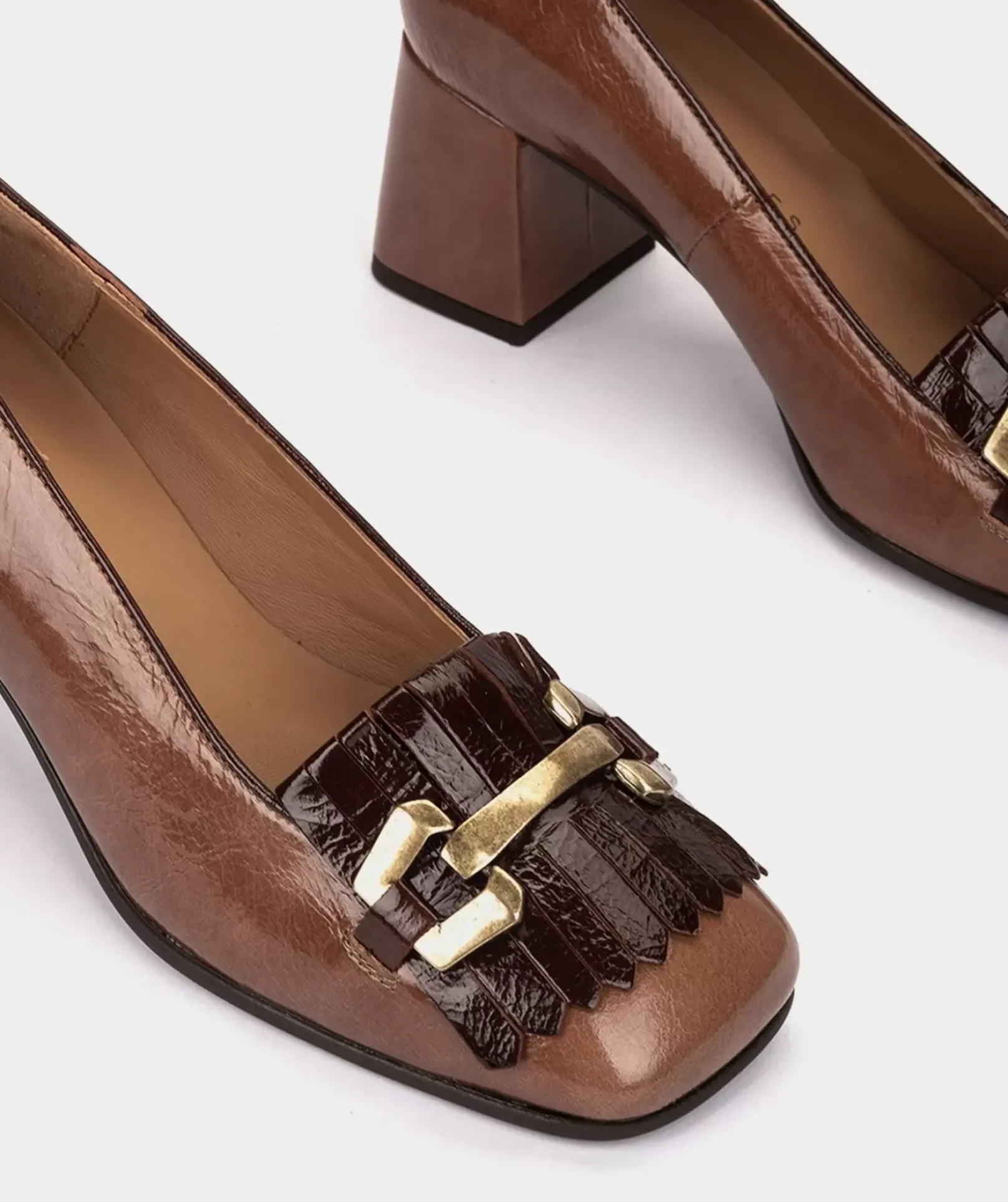 Chaussure Pedro Miralles Chaussures A Talon Haut En Cuir Verni De Couleur Marron Venice Polisandro