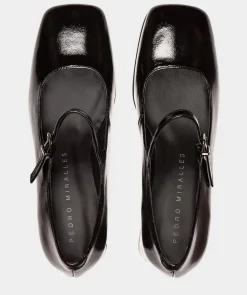 Chaussure Pedro Miralles Chaussures A Talon Haut En Cuir Verni De Couleur Noire Reflex Negro