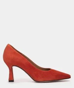 Chaussure Pedro Miralles Chaussures A Talons Avec Un Bout Pointu Fin, En Daim Orange Amalfi Bright