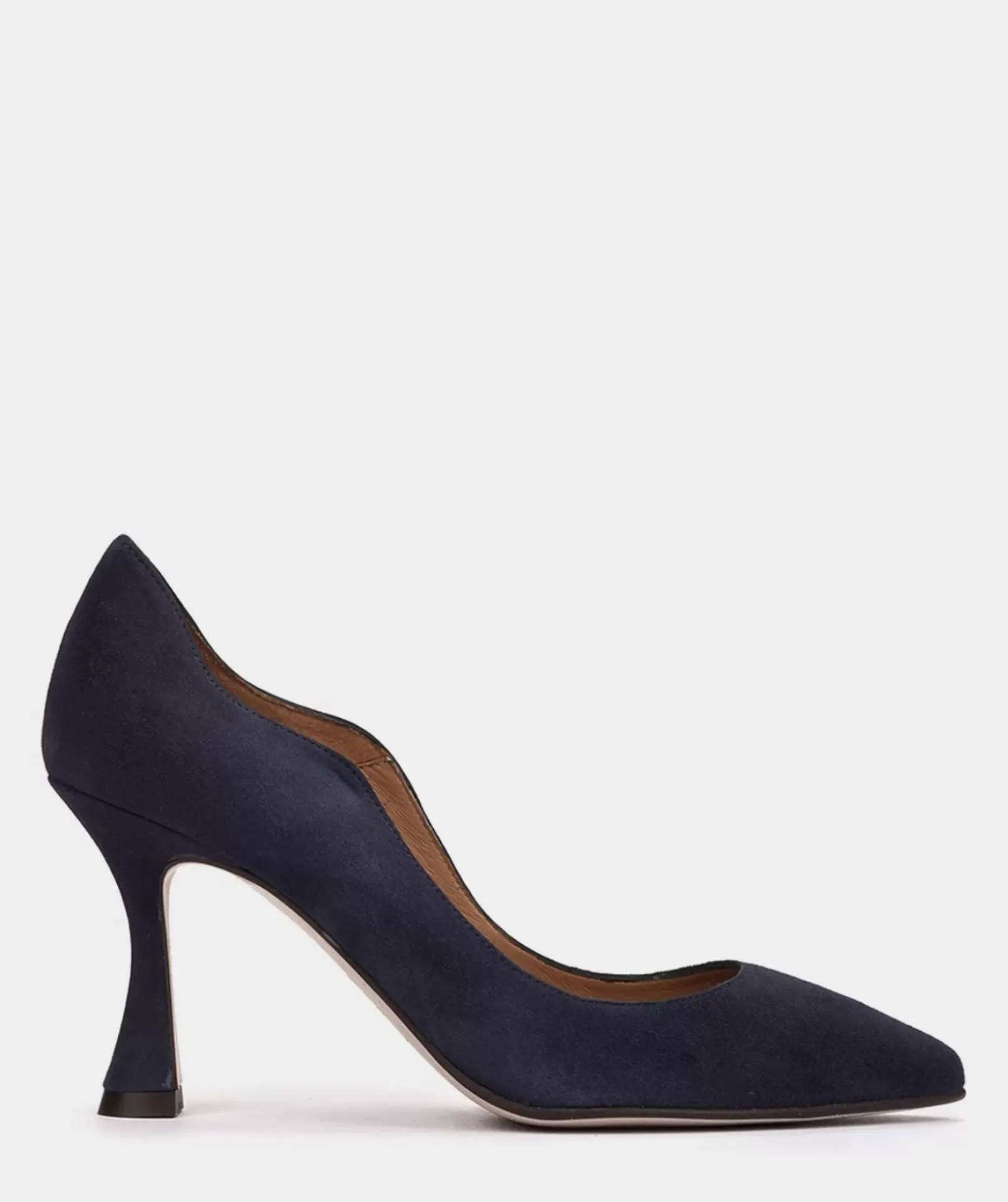 Chaussure Pedro Miralles Chaussures A Talons Avec Un Bout Pointu Fin, En Daim Bleu Marine. Amalfi Navy