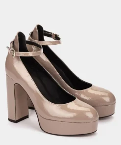 Chaussure Pedro Miralles Chaussures A Talons Avec Plateforme En Cuir Verni De Couleur Nude Reflex Nude