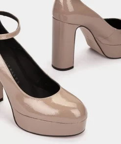 Chaussure Pedro Miralles Chaussures A Talons Avec Plateforme En Cuir Verni De Couleur Nude Reflex Nude