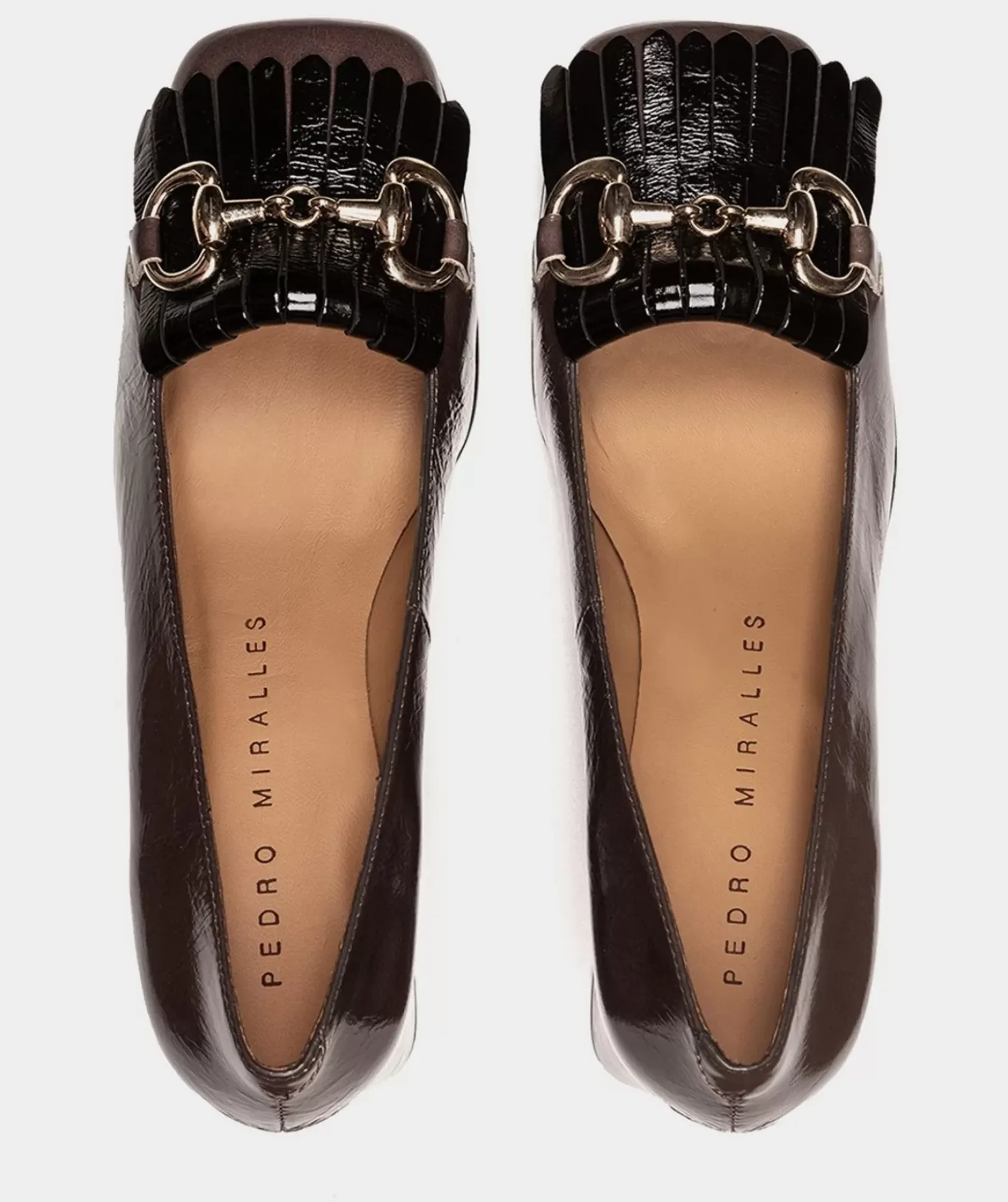 Chaussure Pedro Miralles Chaussures A Talons En Cuir Verni Marron Venice Elefante