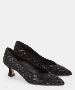 Chaussure Pedro Miralles Chaussures A Talons En Tissu Avec Strass. Ante Strech Taupe