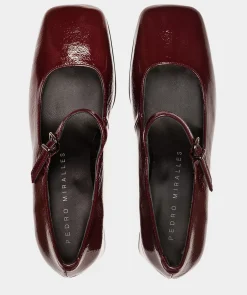 Chaussure Pedro Miralles Chaussures A Talons Hauts En Cuir Verni De Couleur Vin Reflex Wine