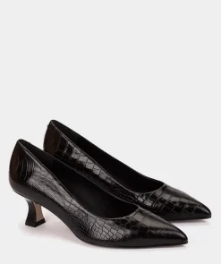 Chaussure Pedro Miralles Chaussures A Talons Hauts A Bout Pointu En Cuir Noir Embosse Coco Negro