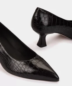 Chaussure Pedro Miralles Chaussures A Talons Hauts A Bout Pointu En Cuir Noir Embosse Coco Negro