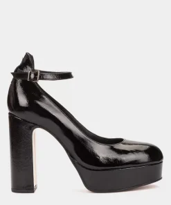 Chaussure Pedro Miralles Chaussures A Talons Plate-Forme En Cuir Verni Noir Reflex Negro