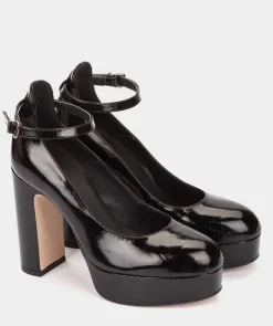 Chaussure Pedro Miralles Chaussures A Talons Plate-Forme En Cuir Verni Noir Reflex Negro