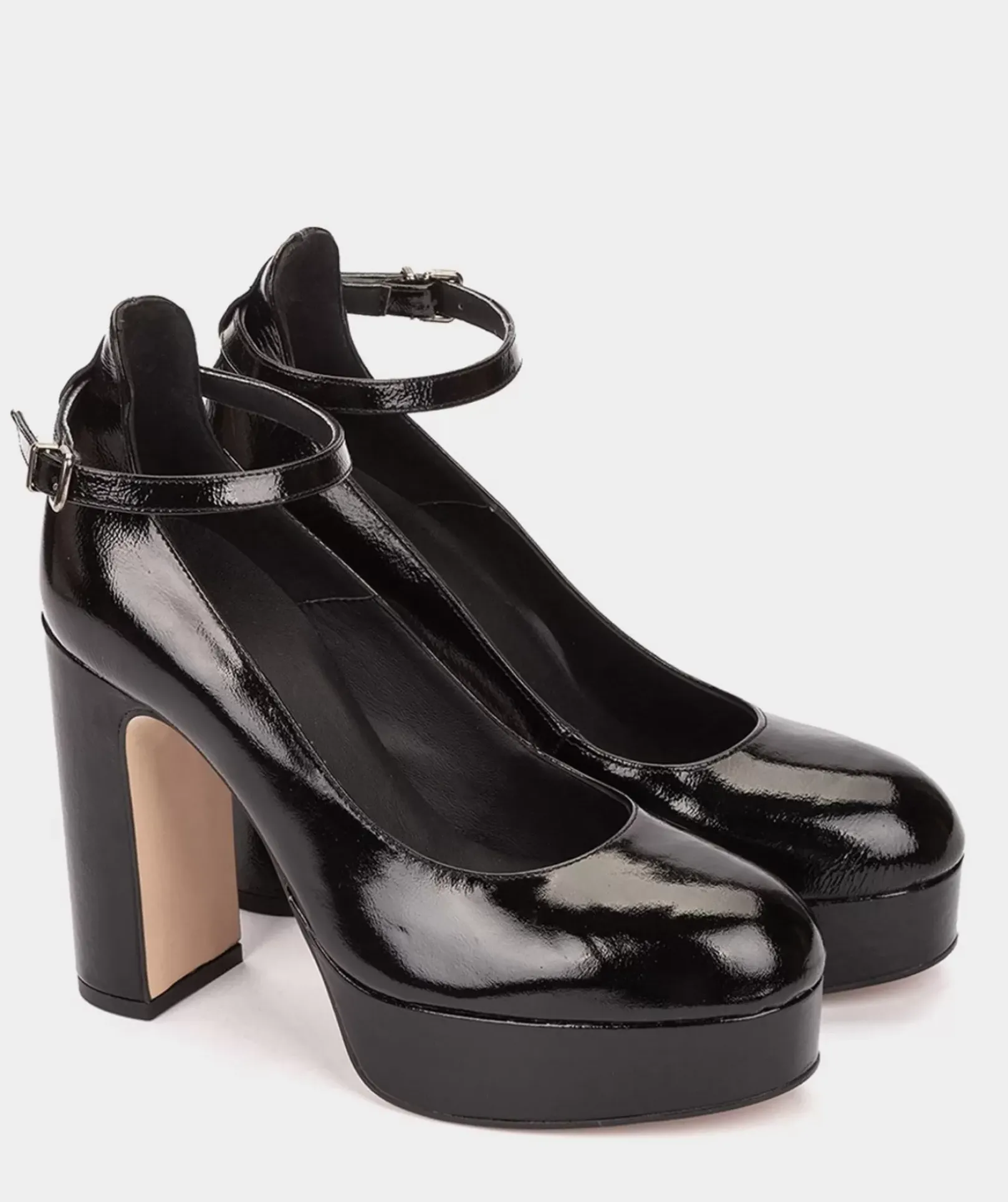 Chaussure Pedro Miralles Chaussures A Talons Plate-Forme En Cuir Verni Noir Reflex Negro