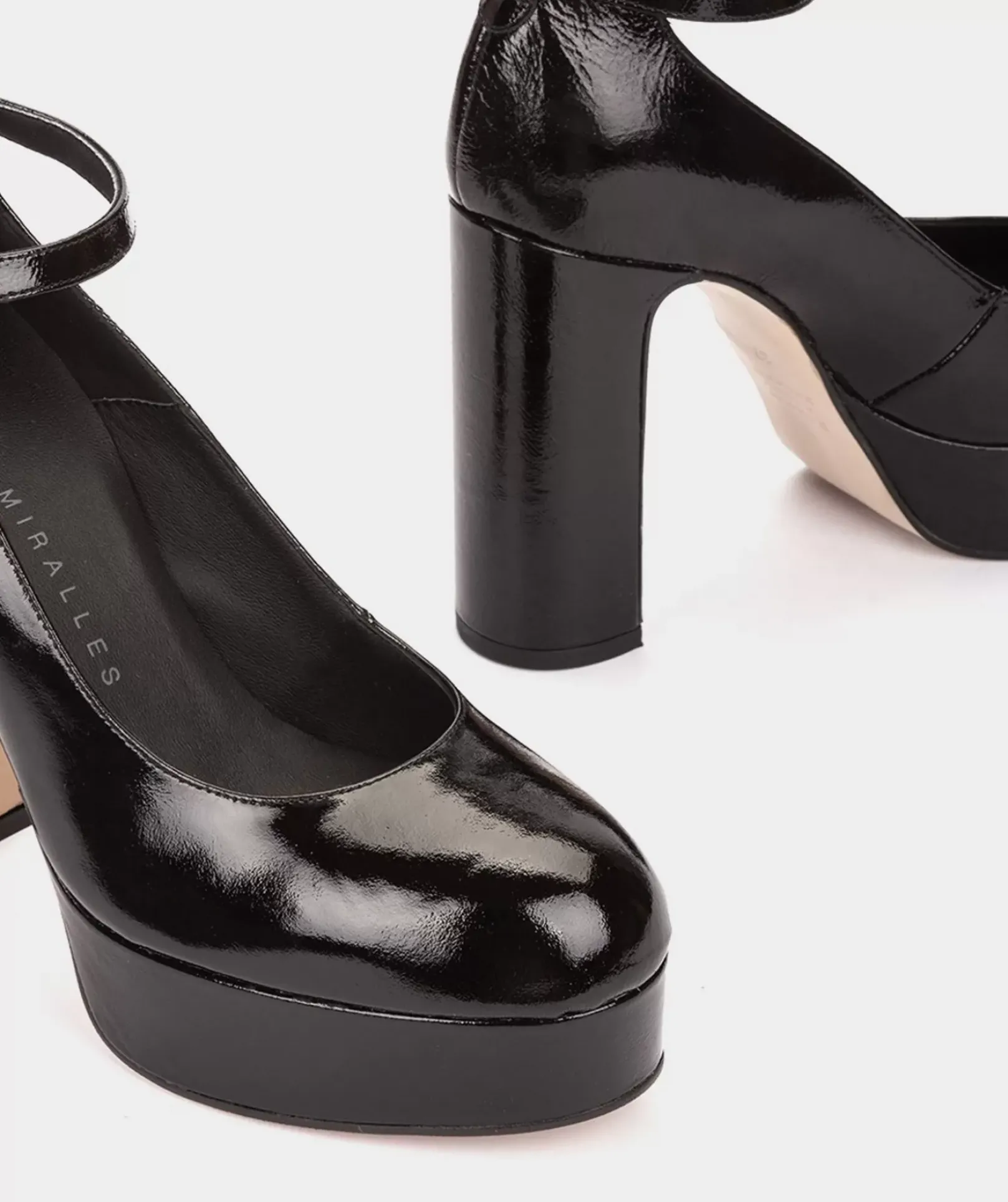 Chaussure Pedro Miralles Chaussures A Talons Plate-Forme En Cuir Verni Noir Reflex Negro