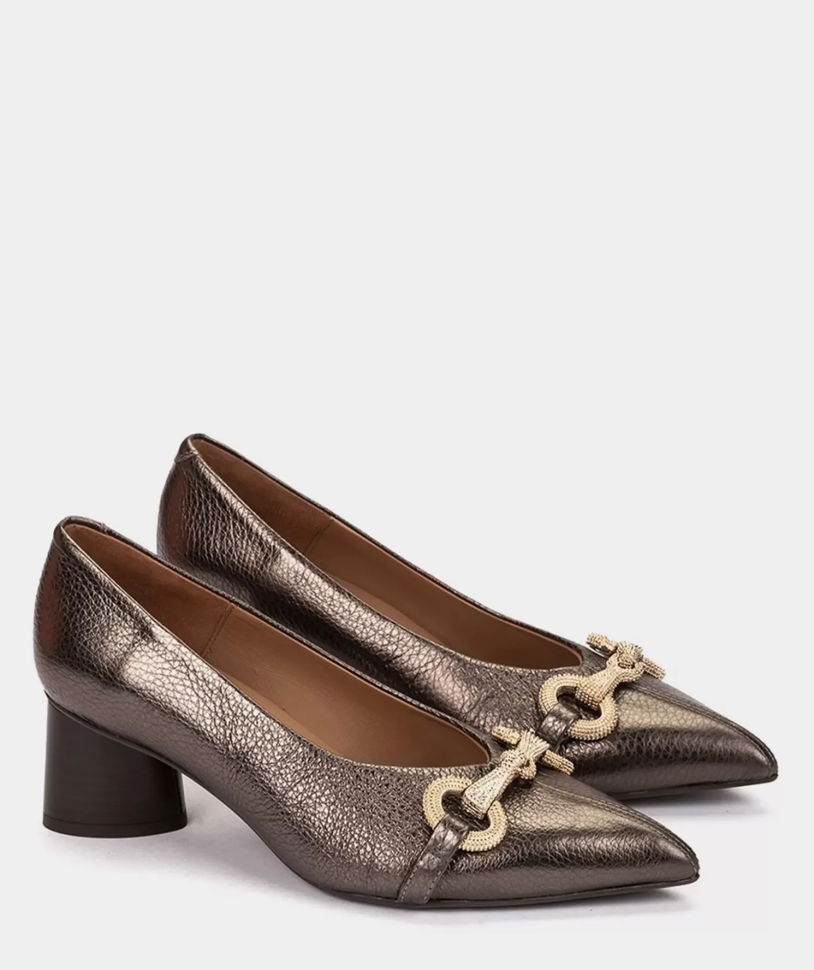 Chaussure Pedro Miralles Escarpins A Bouts Pointus En Cuir Metallise De Couleur Bronze Nucleo Metal Bronzo