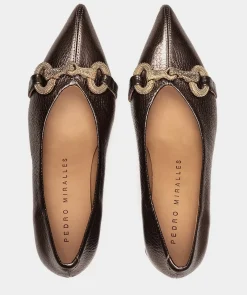 Chaussure Pedro Miralles Escarpins A Bouts Pointus En Cuir Metallise De Couleur Bronze Nucleo Metal Bronzo