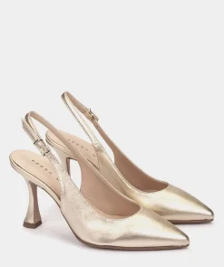 Chaussure Pedro Miralles Escarpins En Cuir Metallise Avec Talon En Cuir Metallise Napa Metal Platino
