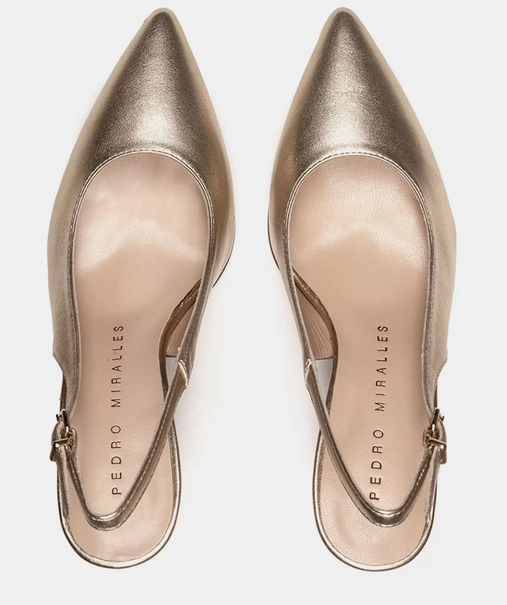 Chaussure Pedro Miralles Escarpins En Cuir Metallise Avec Talon En Cuir Metallise Napa Metal Platino