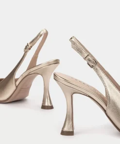 Chaussure Pedro Miralles Escarpins En Cuir Metallise Avec Talon En Cuir Metallise Napa Metal Platino