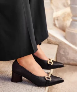 Chaussure Pedro Miralles Escarpins En Cuir Noir A Talons Pointus Nucleo Negro
