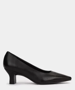 Chaussure Pedro Miralles Escarpins En Cuir Noir A Bouts Pointus Seta Negro