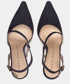 Chaussure Pedro Miralles Escarpins En Daim Bleu Marine A Bout Pointu Amalfi Navy