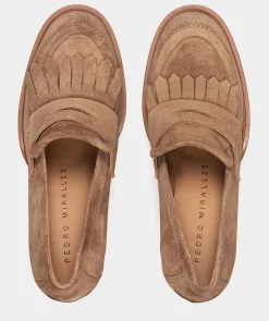 Chaussure Pedro Miralles Mocassins A Talon En Croute De Cuir De Couleur Marron Velour Birra