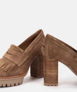 Chaussure Pedro Miralles Mocassins A Talon En Croute De Cuir De Couleur Marron Velour Birra