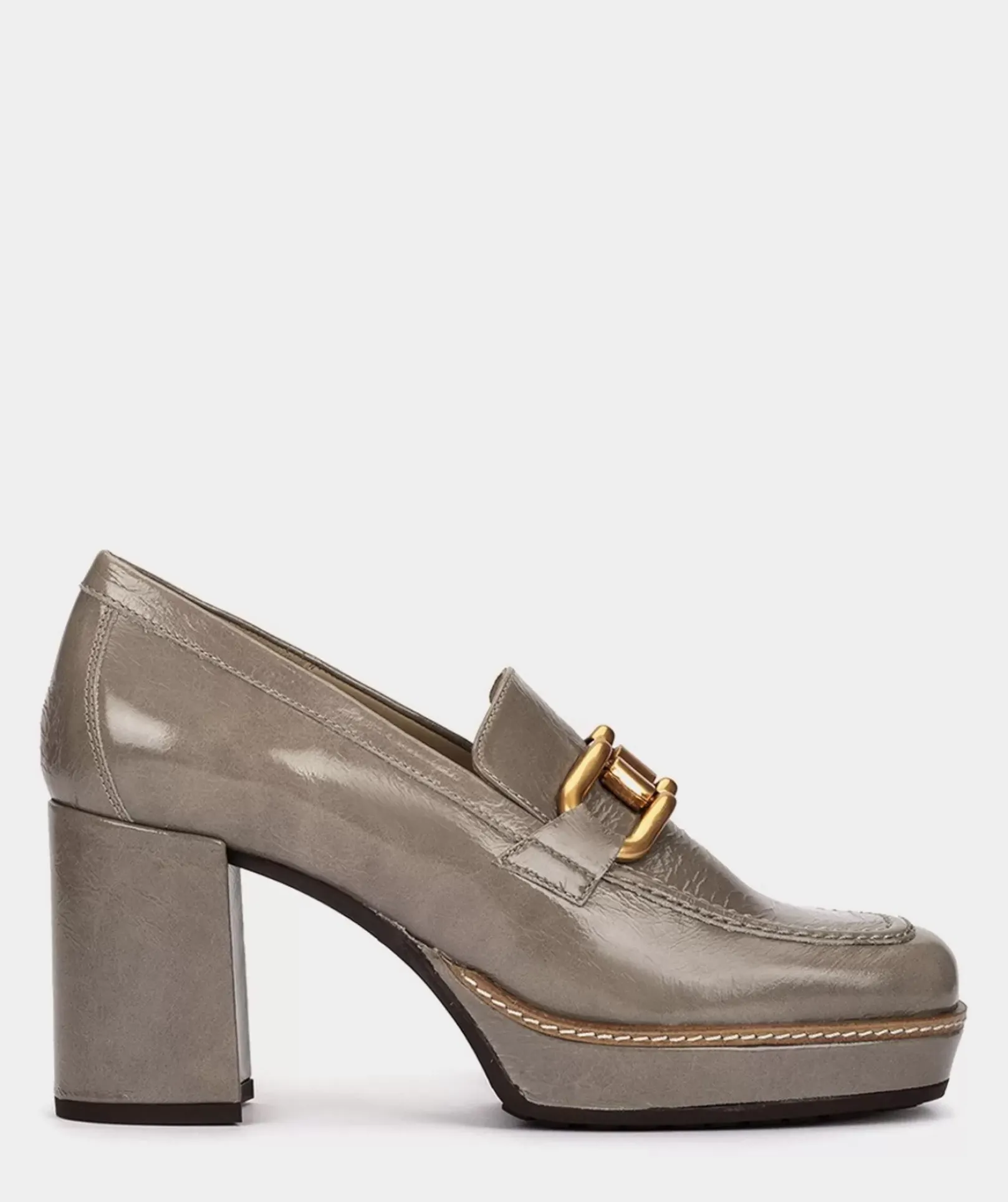 Chaussure Pedro Miralles Mocassins A Talon En Cuir Verni De Couleur Marron Venice Peltro
