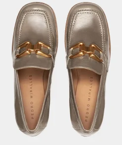 Chaussure Pedro Miralles Mocassins A Talon En Cuir Verni De Couleur Marron Venice Peltro
