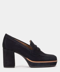 Chaussure Pedro Miralles Mocassins En Croute De Cuir Bleu Marine Velour Navy