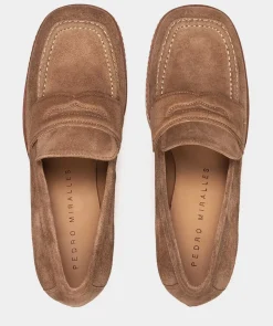 Chaussure Pedro Miralles Mocassins En Croute De Cuir Marron Velour Birra