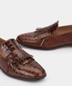 Chaussure Pedro Miralles Mocassins En Cuir A Imprime Animalier De Couleur Marron Coco Whisky
