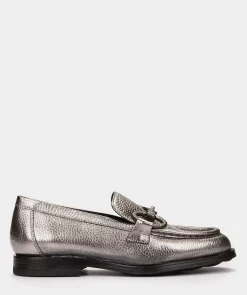 Chaussure Pedro Miralles Mocassins En Cuir Metallise De Couleur Doree Nucleo Metal Peltro