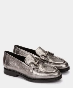 Chaussure Pedro Miralles Mocassins En Cuir Metallise De Couleur Doree Nucleo Metal Peltro