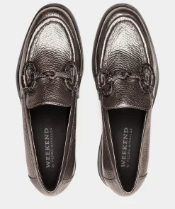 Chaussure Pedro Miralles Mocassins En Cuir Metallise De Couleur Doree Nucleo Metal Peltro