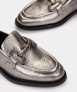 Chaussure Pedro Miralles Mocassins En Cuir Metallise De Couleur Doree Nucleo Metal Peltro