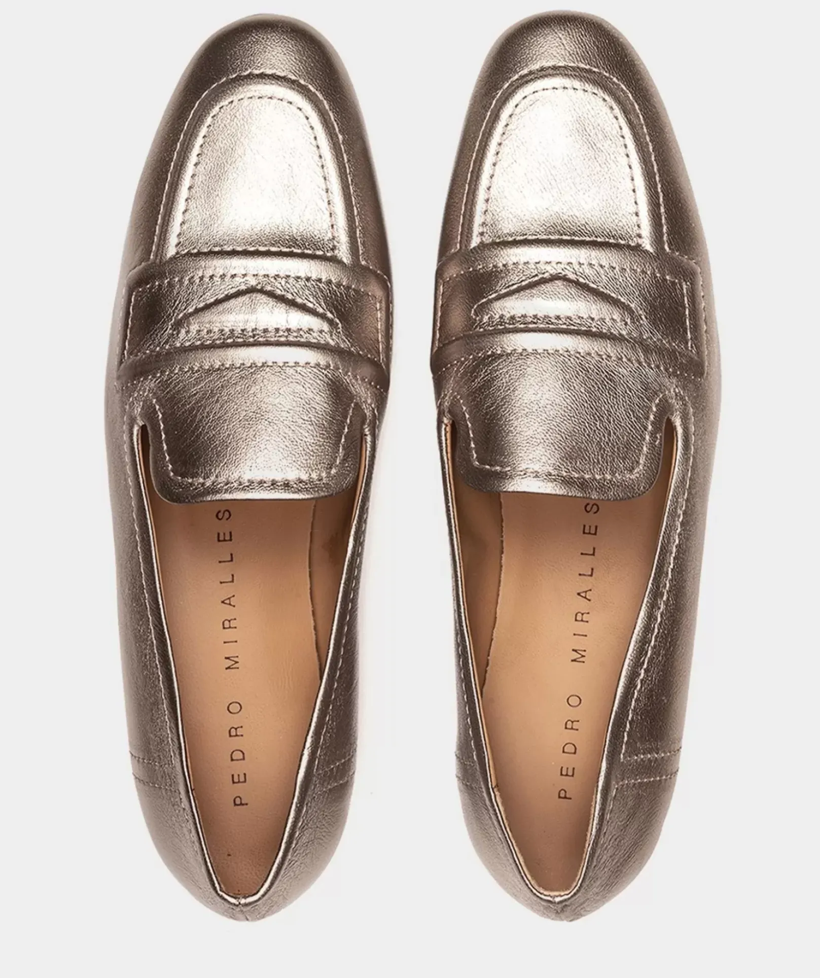 Chaussure Pedro Miralles Mocassins En Cuir Metallise De Couleur Acier Napa Metal Humo