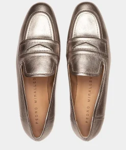 Chaussure Pedro Miralles Mocassins En Cuir Metallise De Couleur Acier Napa Metal Acero