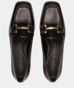 Chaussure Pedro Miralles Mocassins En Cuir Noir Seta Negro