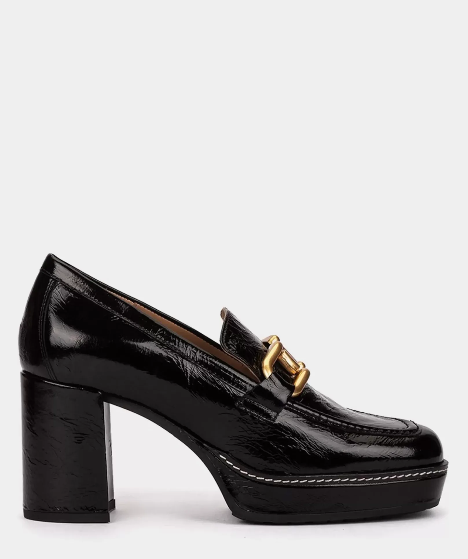 Chaussure Pedro Miralles Mocassins En Cuir Verni A Talons Noirs Venice Negro